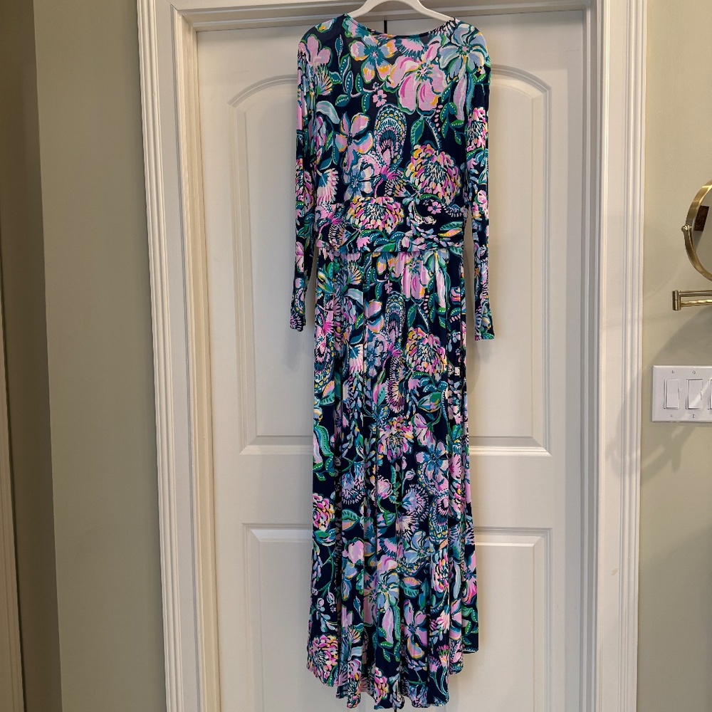 🌺 Lilly Pulitzer 3/4-Length Sleeve Floral Maxi Dress – Size L - Picture 2 of 3